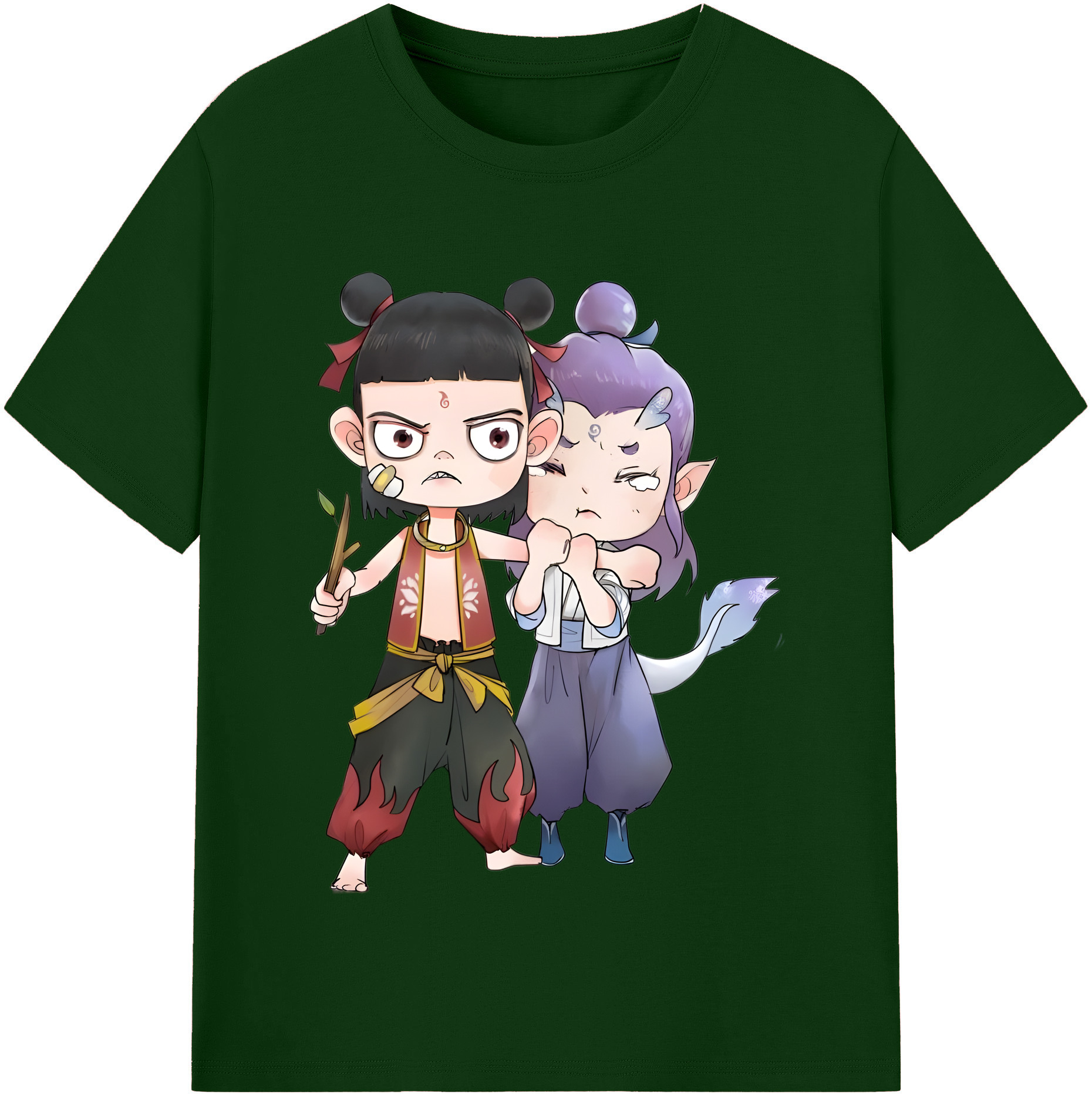 （画像用） Ne Zha 2 ナタ 魔童の大暴れ 綿100％半袖Tシャツ（フロントプリント）